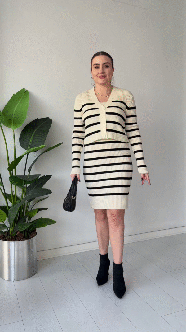 Striped Knit Co‑ord Dress Set – Chic, Stretchy, and Ready to Dress Up or Down - Image 6