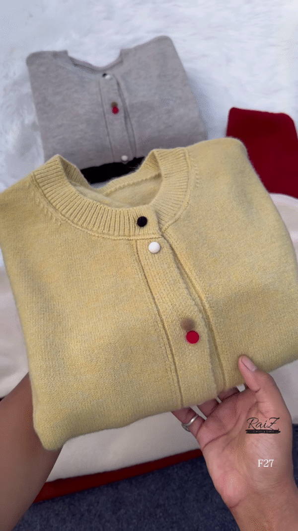 Colorful Buttoned Sweater Collection 🧶 Available in Red, Beige, Yellow, Gray & Black - Image 5