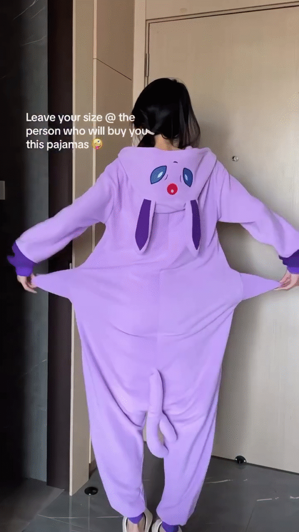Character Onesie Pajamas 🐾 Cozy Hooded Styles – Eevee, Snorlax & Cartoon Purple - Image 2