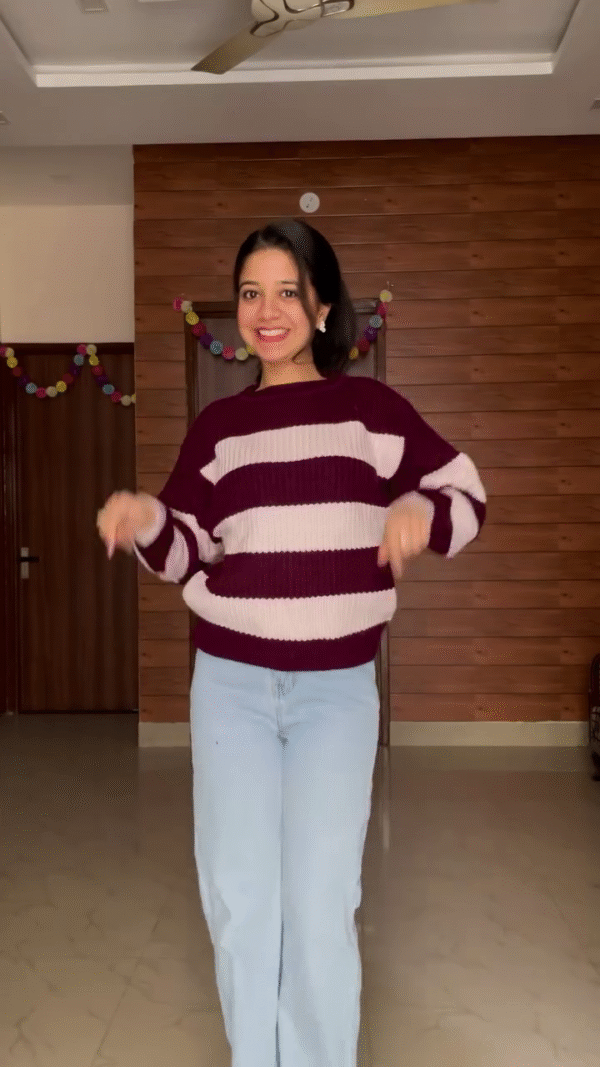 Graphic Knit Sweater Combos 🧶 Paired with Light Blue Jeans – Heart, Flame & Stripe Variants - Image 4