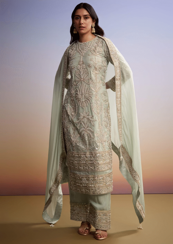 ✨ Elegant Pastel Sage Embroidered Salwar Suit – A Royal Ensemble ✨