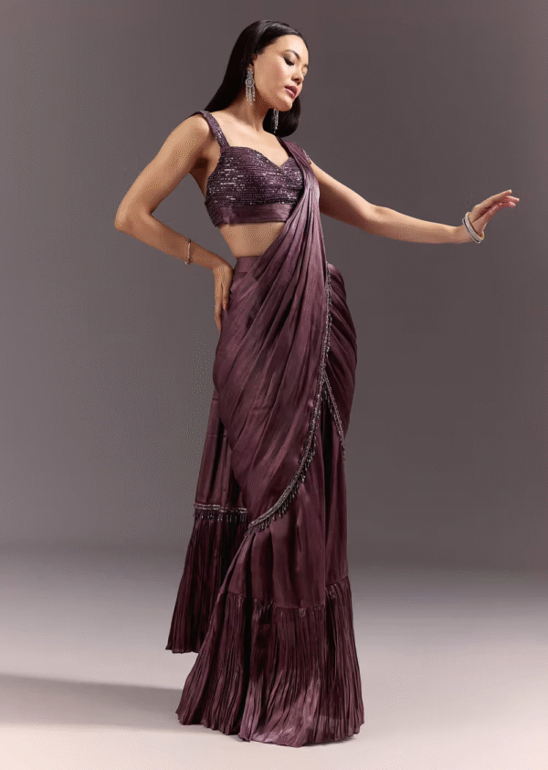 Plum Royale Ruffle Saree 🍇✨👑